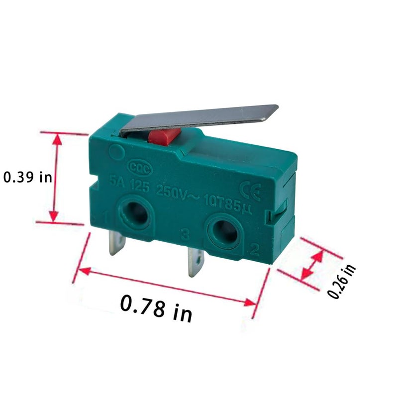 YEGAFE 5Pcs KW4-3Z-3 Micro Switch COM and NO 2 Pins with Lever Normally Open - Image 4
